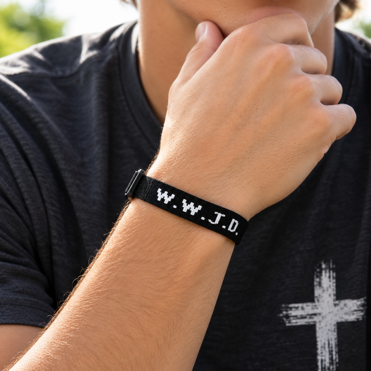 Black WWJD Woven Bracelet – What Would Jesus Do Christian Wristband