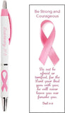 24 Sets of Be Strong Courageous Pink Ribbon Breast Cancer Awareness Pens & Bookmarks for Women