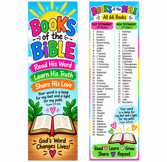 colorful fun books of the bible bookmarks for kids teaching tool