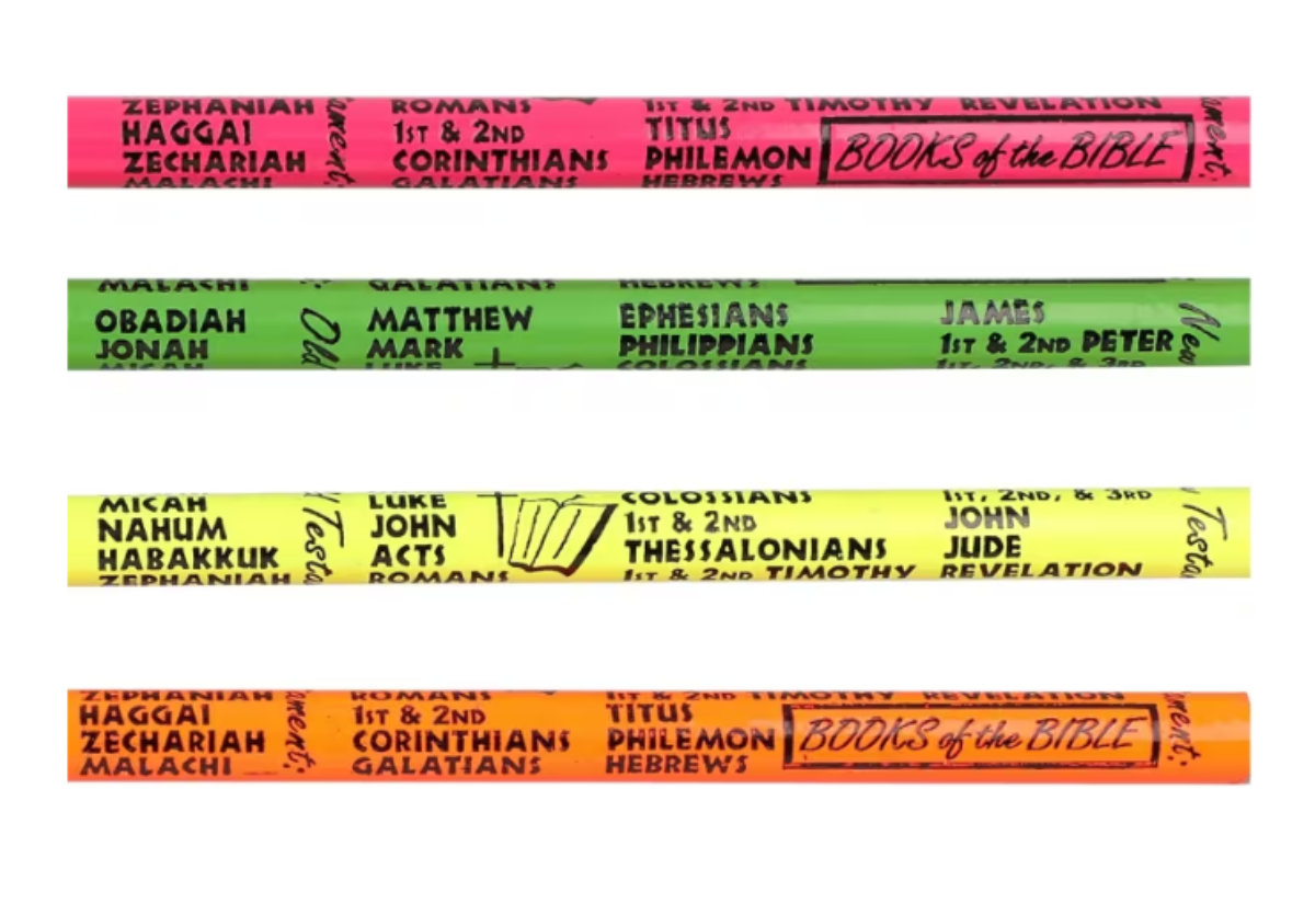 24 count books of the bible pencils neon