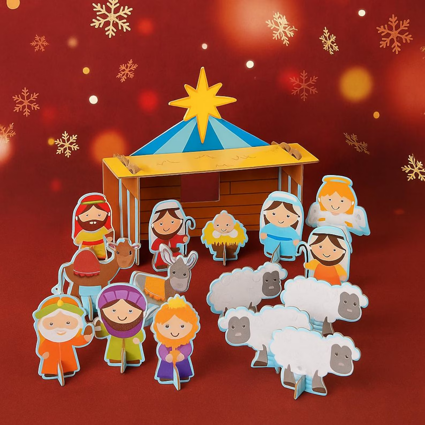 Christian Christmas Chipboard Nativity Playset – 34 Pieces