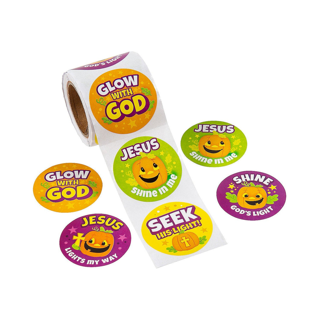 Shine with Jesus Halloween Christian Pumpkin Stickers 4 Rolls Of 100