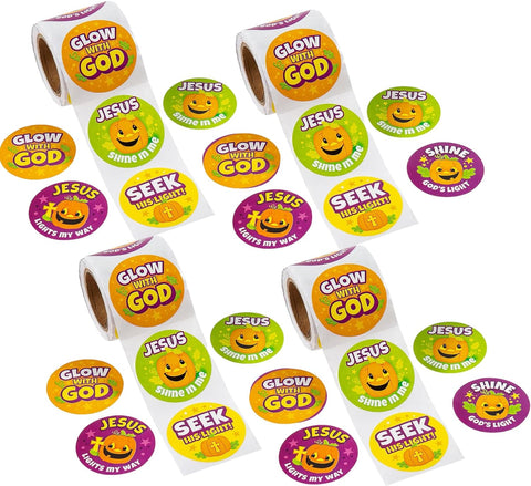 400 Stickers 4 Rolls of 100 Christian Faith-Filled Halloween Sticker Set Pumpkin Patch Handouts