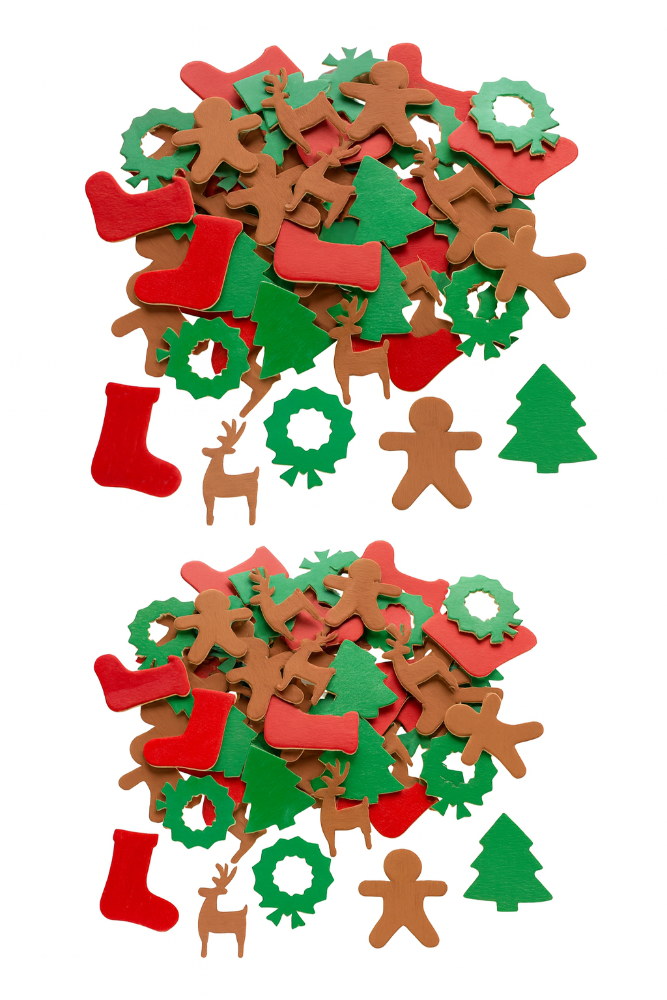Wooden Christmas Shapes – Holiday Craft Cutouts for DIY Projects (200 Pack)