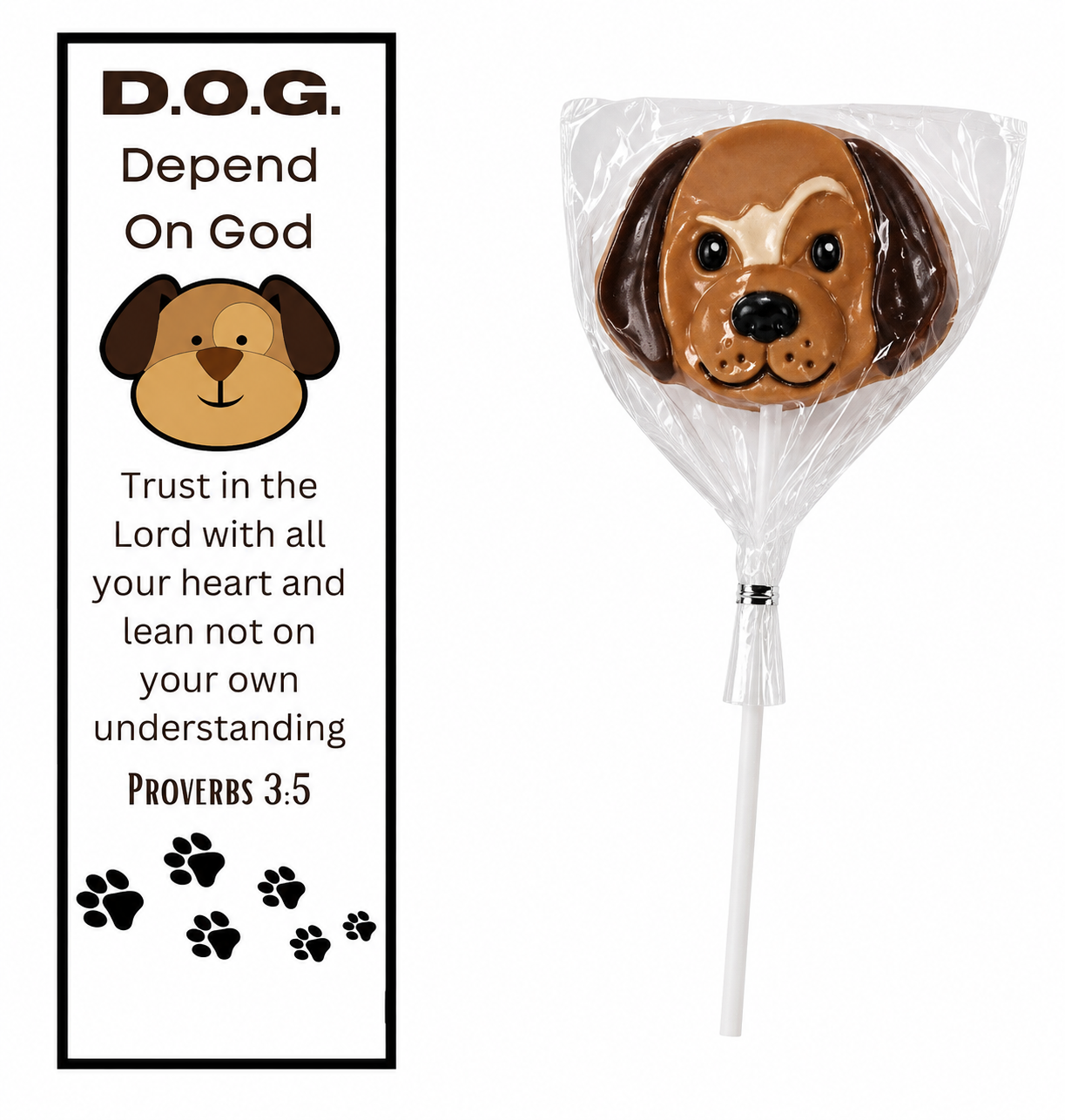 Depend on God Bookmarks with Dog Lollipops – Bulk Pack of 12 | Christian Party Favors for VBS & Sunday School