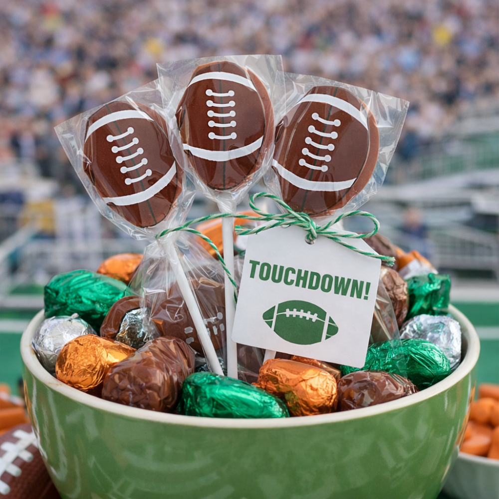 football shaped suckers for super bowl party