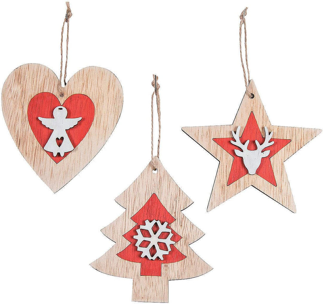Set of 12 - Holiday Silhouette Ornaments - Deer Snowflake Angel - Christmas Item for Boys and Girls of All Ages - Christmas Tree Ornaments