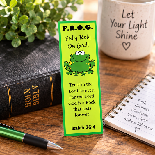F.R.O.G. Fully Rely On God Bookmarks | Isaiah 26:4 | Kids Christian Gifts