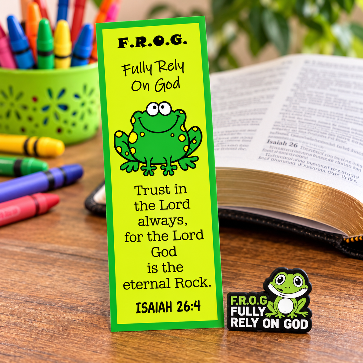 Fully rely on God bookmark and lapel pin