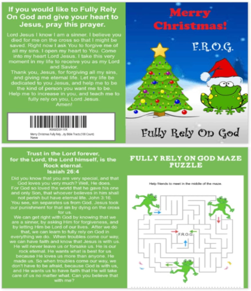 Merry Christmas fully rely on God gospel tracts with maze puzzle 100 count