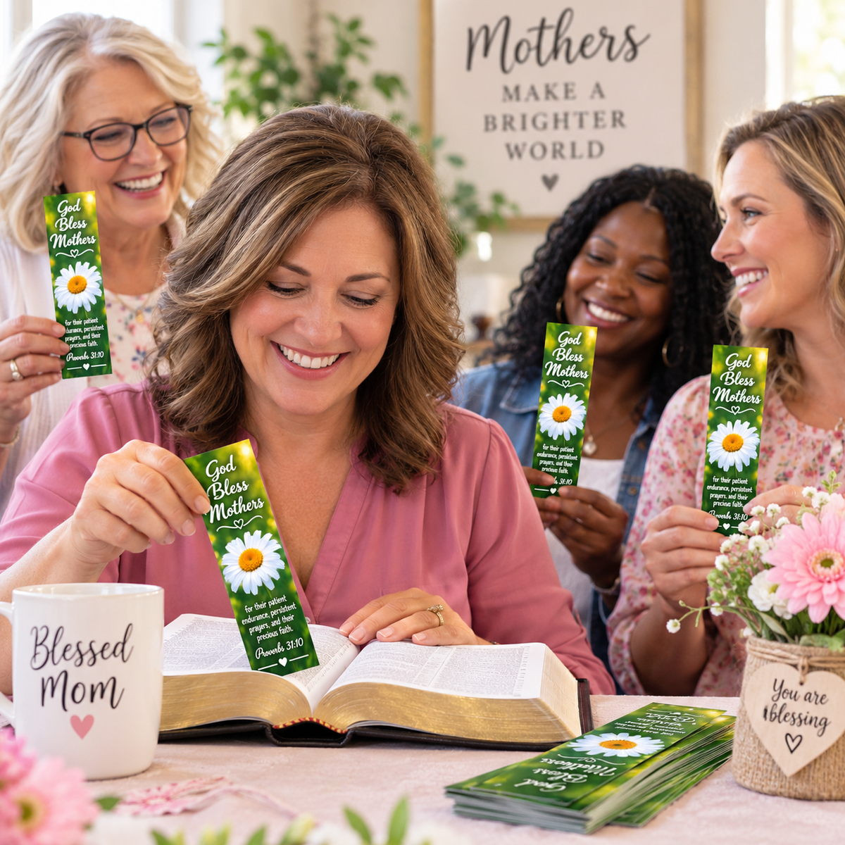 God Bless Mothers Christian Bookmarks 50 Pack - Proverbs 31:10 Church Mother's Day Gifts