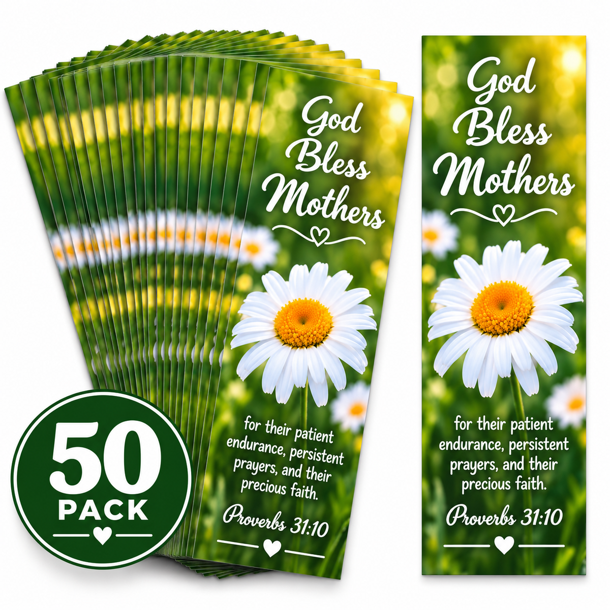God Bless Mothers Christian Bookmarks 50 Pack - Proverbs 31:10 Church Mother's Day Gifts