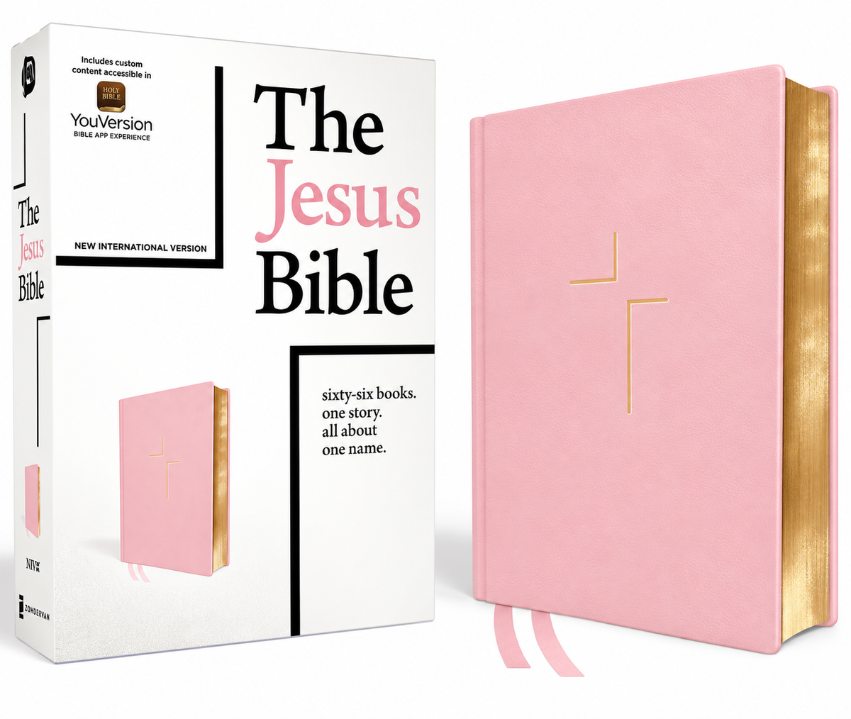 The Jesus Bible NIV, Pink Leathersoft Hardcover | Study Bible