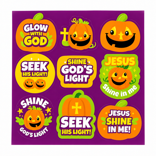 40 Christian Pumpkin Treat Sticker Sheets, 9 Stickers Each