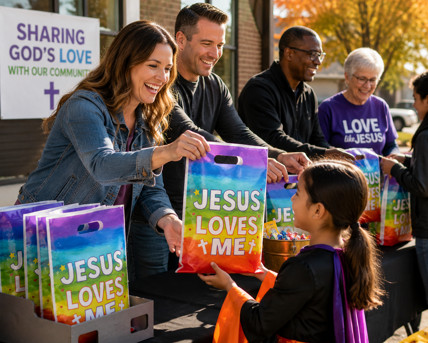 Jesus Loves Me Gift Bags with Handles – Bulk Pack of 50 for Church, VBS & Sunday School