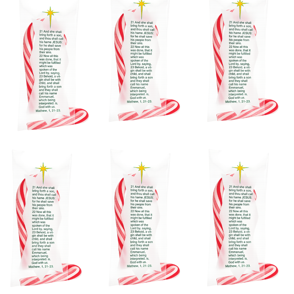 40 Mini Bible Verse Peppermint Candy Canes – 2" Nativity Scripture Candy