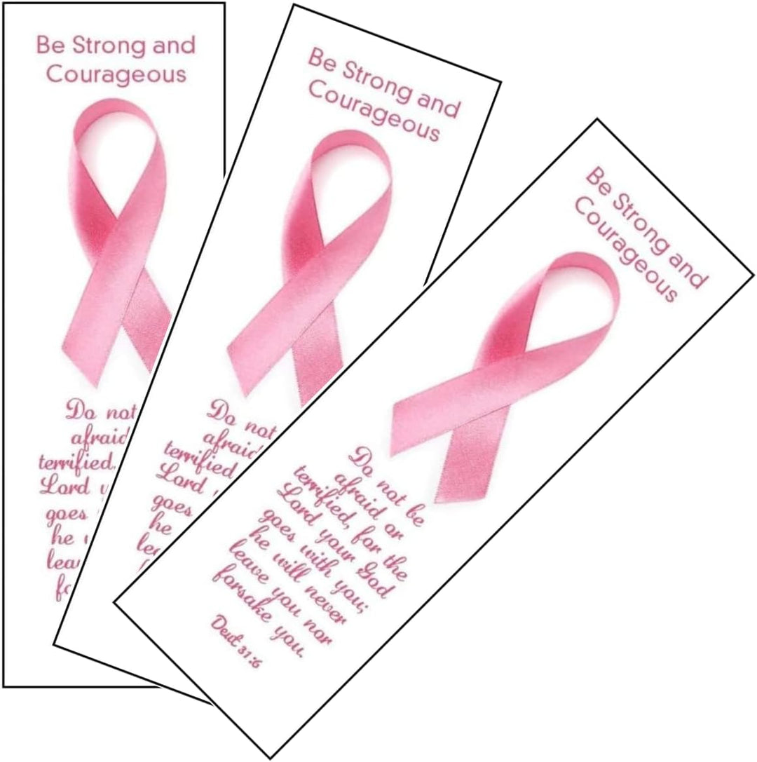 Bulk 100 Count Be Strong Courageous Pink Ribbon Breast Cancer Awareness Christian Bookmarks