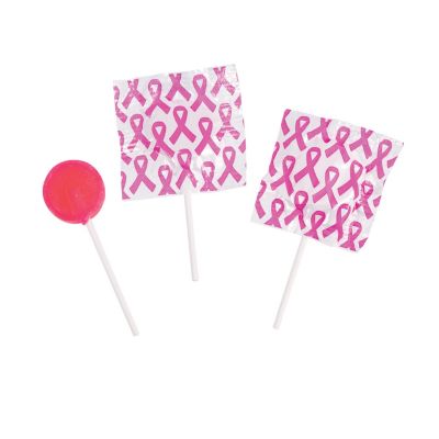 55 Count Breast Cancer Awareness Pink Ribbon Printed Lollipops - Sweet Support for Your Cause