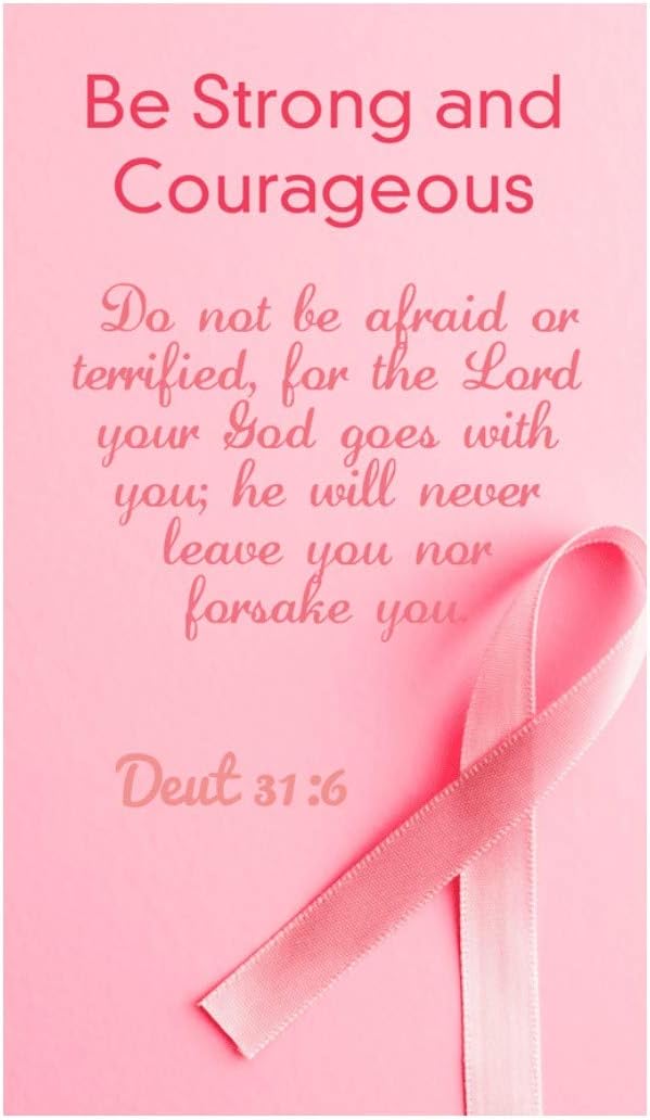 100 Count Strong Courageous Pink Ribbon Breast Cancer Awareness Pocket Prayer Cards Bookmarks