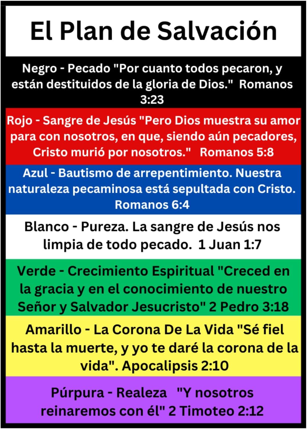 El Plan de Salvacion (Spanish Version) 100 Plan of Salvation Prayer Pocket Cards - Gospel Tracts, 7 Colors, USA Made