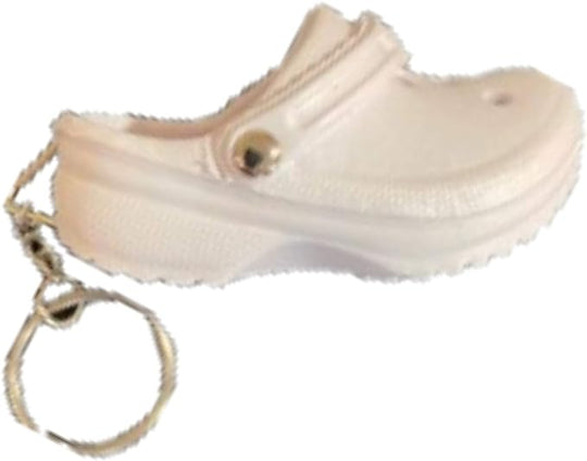 48 Bulk Wholesale Count White Rubber Slipper Mini Clog Shoe Key Chains Paintable For DIY Projects