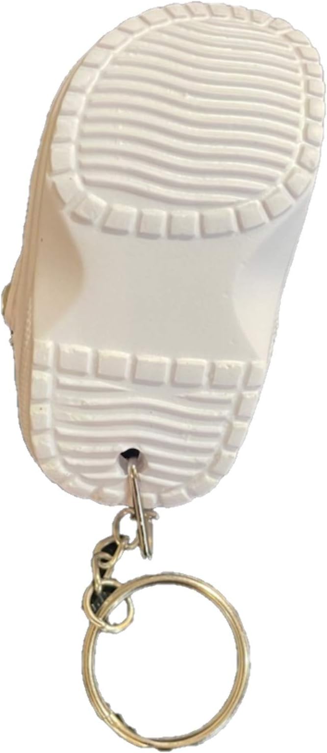 48 Bulk Wholesale Count White Rubber Slipper Mini Clog Shoe Key Chains Paintable For DIY Projects