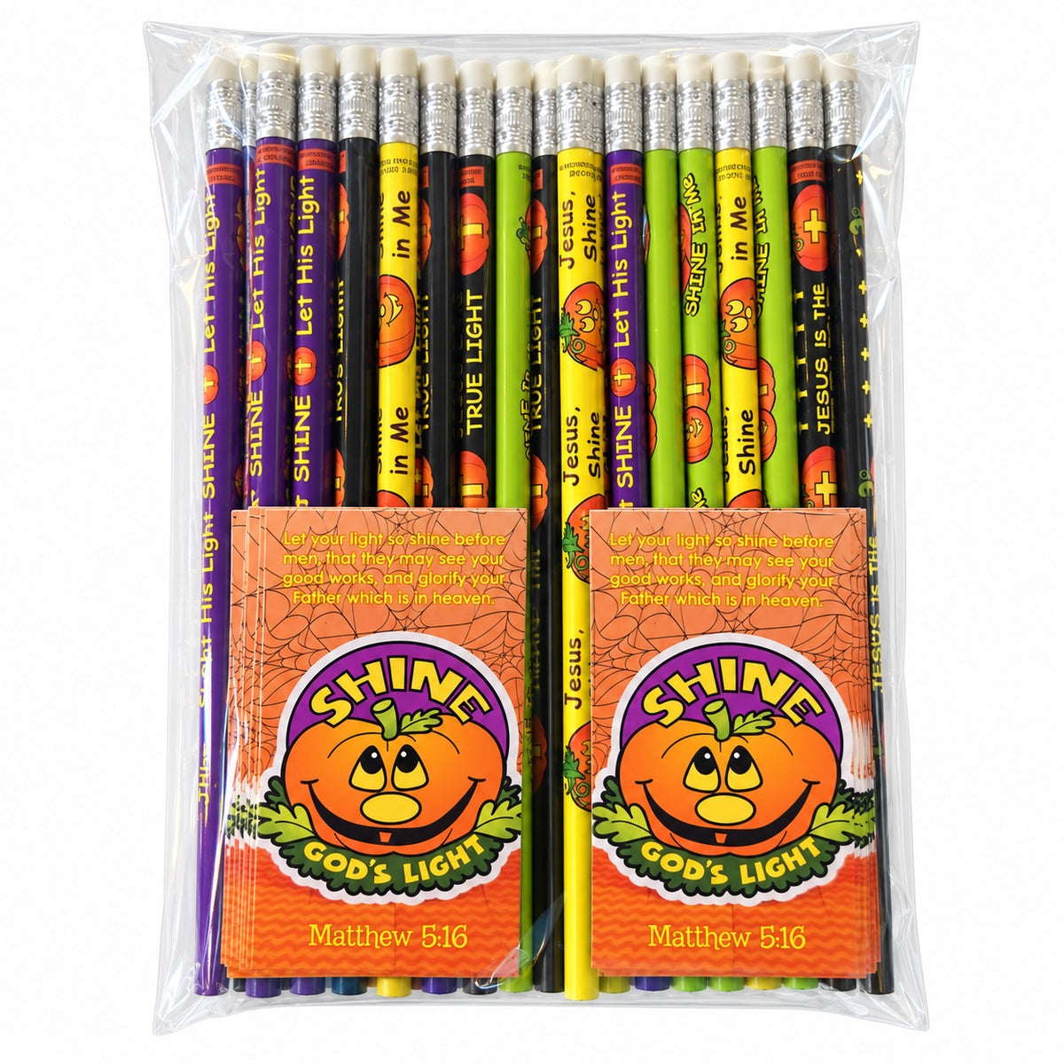 Christian Pumpkin Shine Pencils & Prayer Cards For Kids, 24 Each