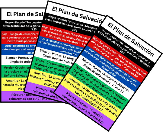 El Plan de Salvacion (Spanish Version) 100 Plan of Salvation Prayer Pocket Cards - Gospel Tracts, 7 Colors, USA Made