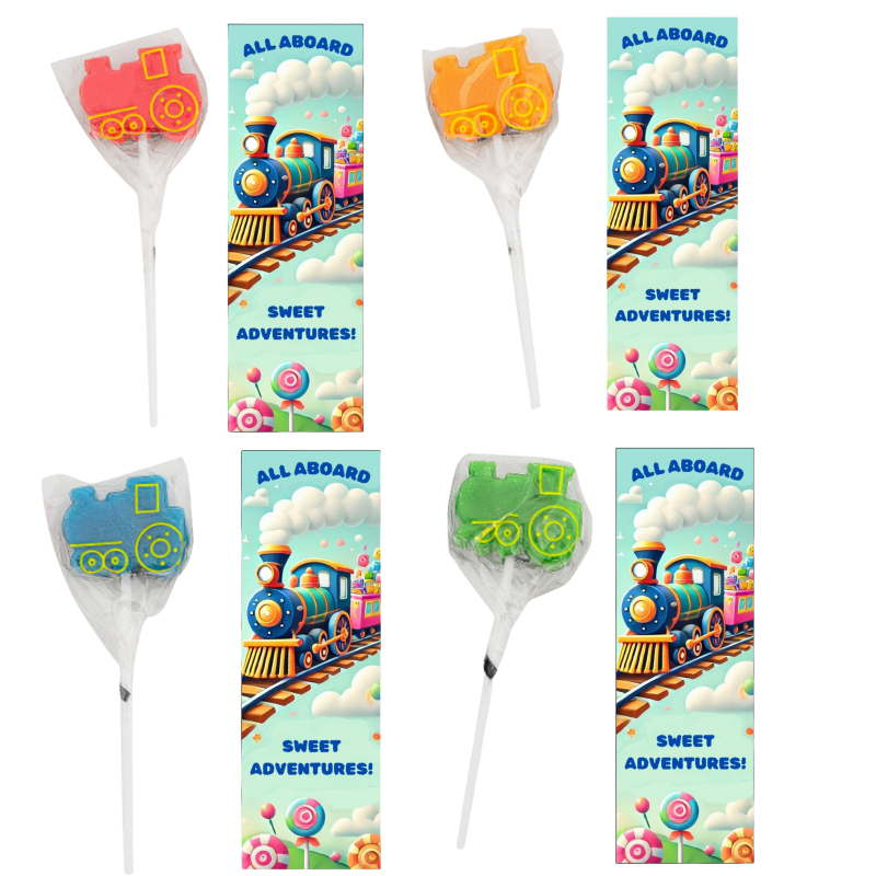 Train Party Supplies Lollipops Suckers with Bookmarks (12 Sets)