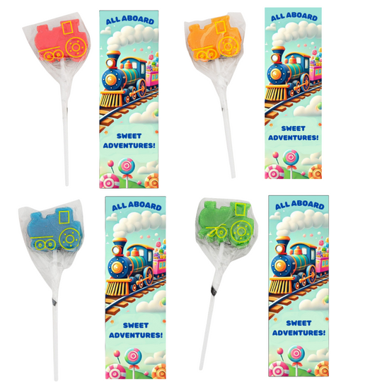 Train Party Supplies Lollipops Suckers with Bookmarks (12 Sets)