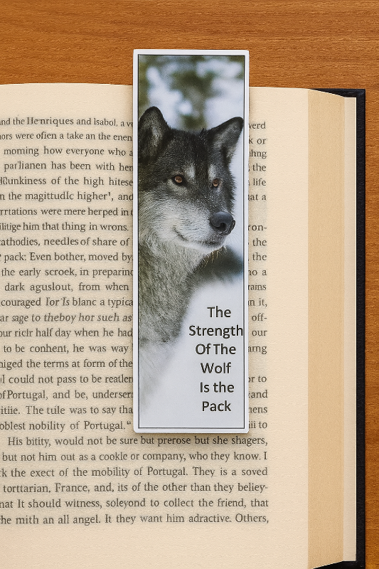 50 Grey Wolf Bookmarks – “Strength of the Pack” Inspirational Quote