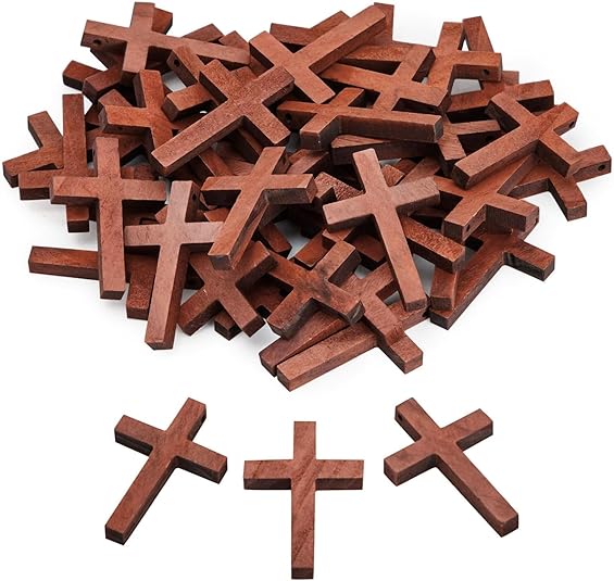 2" mini stained wooden crosses 12 pack