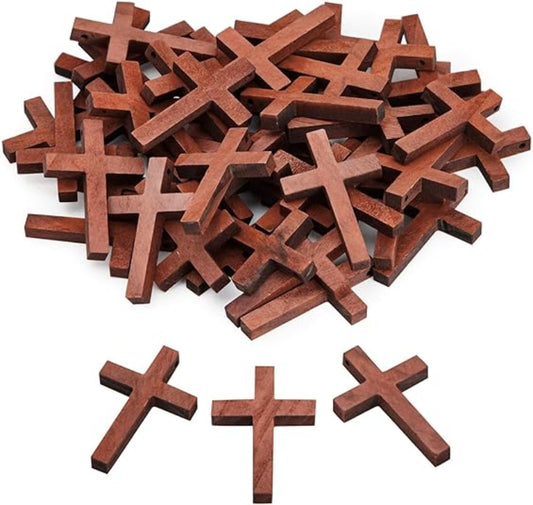 2" mini stained wooden crosses 24 count