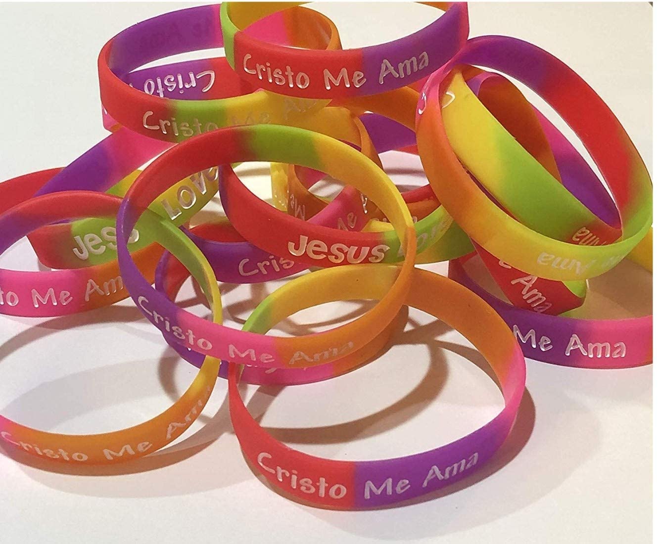 10x Jesus Loves You Silicone Wristbands Rubber Bracelet Charm Charity Wrist  Band | eBay
