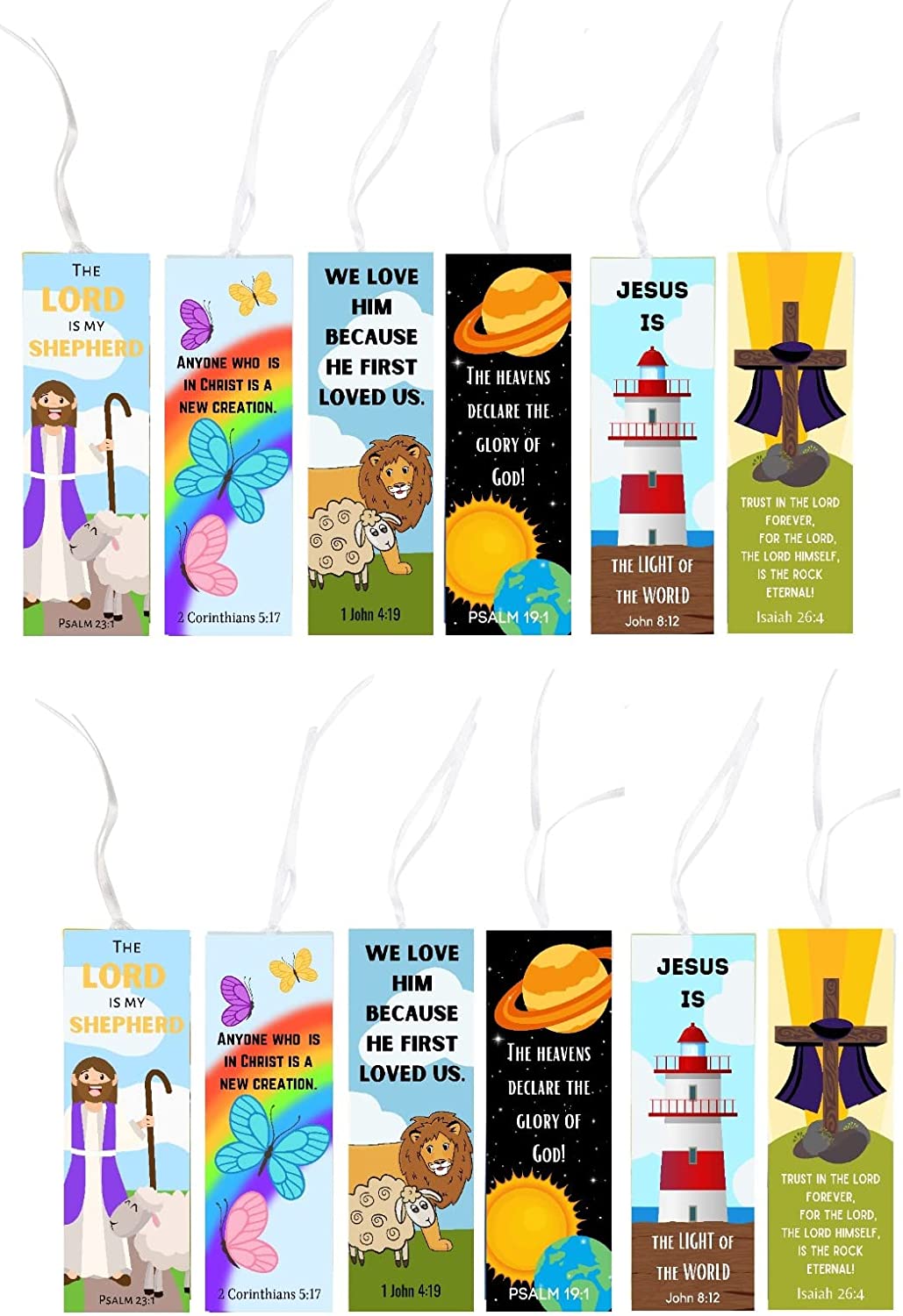Wholesale Religious Christian Bible Verse Bookmark Assortment For Kids VBS Church (72 Pack)