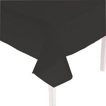 Bulk Set Of 12 Black Table Covers -  Size: 54" x 108" Plastic Halloween Party Supplies & Decorations