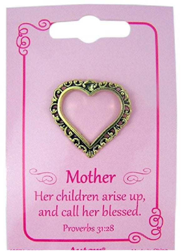 25-Pack Gold-Plated Heart Lapel Pins with Proverbs 31:28 mother