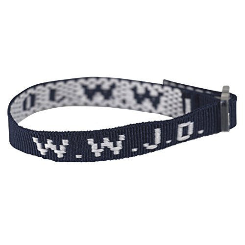 Dark Blue Woven WWJD Cloth Bracelet