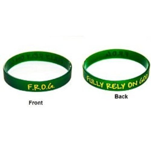 Fully Rely on God Frog Silicone Religious Rubber Bracelets With Pocket Prayer Encouragement Cards For Churches Sunday School Religious Supplies Bulk Pack (10 Sets)