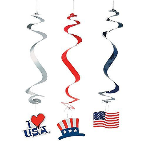 Set of 12 Patriotic Icon Hanging Swirls