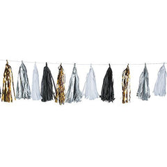 Black, White & Gold Tassel Garland (6 Ft.) Wedding Decoration