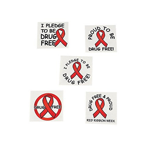 Red Ribbon Week Temporary Tattoos (72 Pieces) Drug Free & Proud!