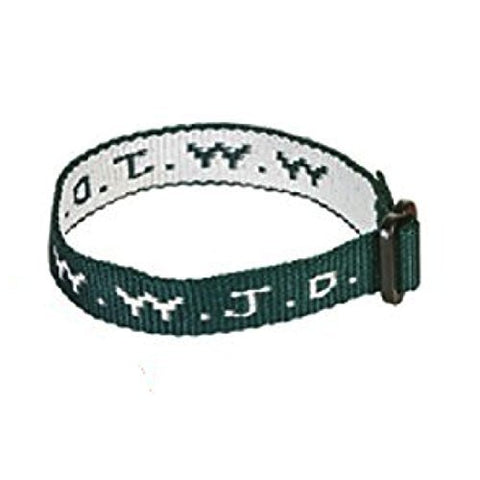 Hunter Green Woven WWJD Cloth Bracelet