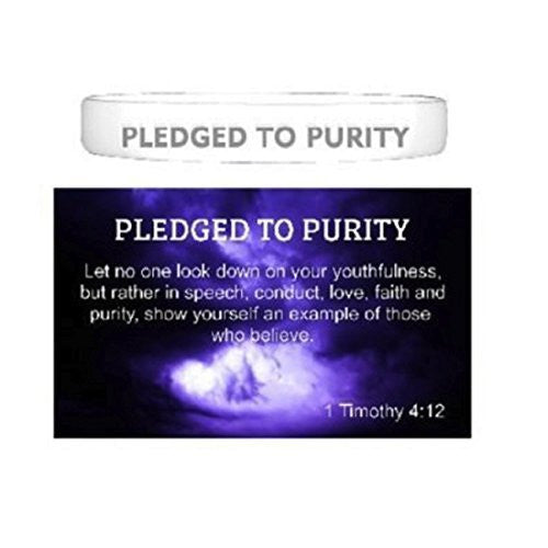 White Silicone Pledged to Purity Teen Youth Bracelets & Pledge Cards (10 Pack)