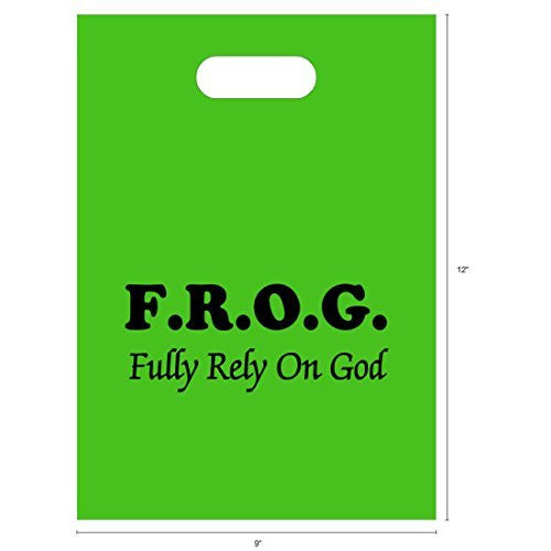 Fully Rely On God F.R.O.G. Green Plastic Goodie Bags (6 Pack)