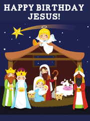 Jumbo Happy Birthday Jesus Nativity Magnets Bulk (100 Count)