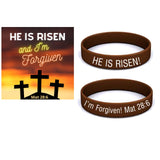 He Is Risen And I'm Forgiven Youth Rubber Silicone Bracelets With Cards 100 Sets