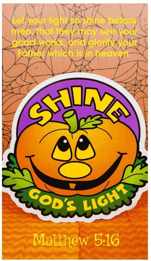 Let Your Light Shine Bulk Pumpkin Halloween Pocket Cards Gospel Bookmarks For Kids (100 Count)