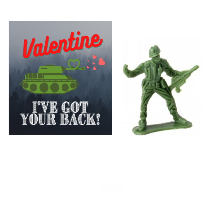 36 Pack Valentines Day Card Exchanges with Military Soldier Army Men For Classroom