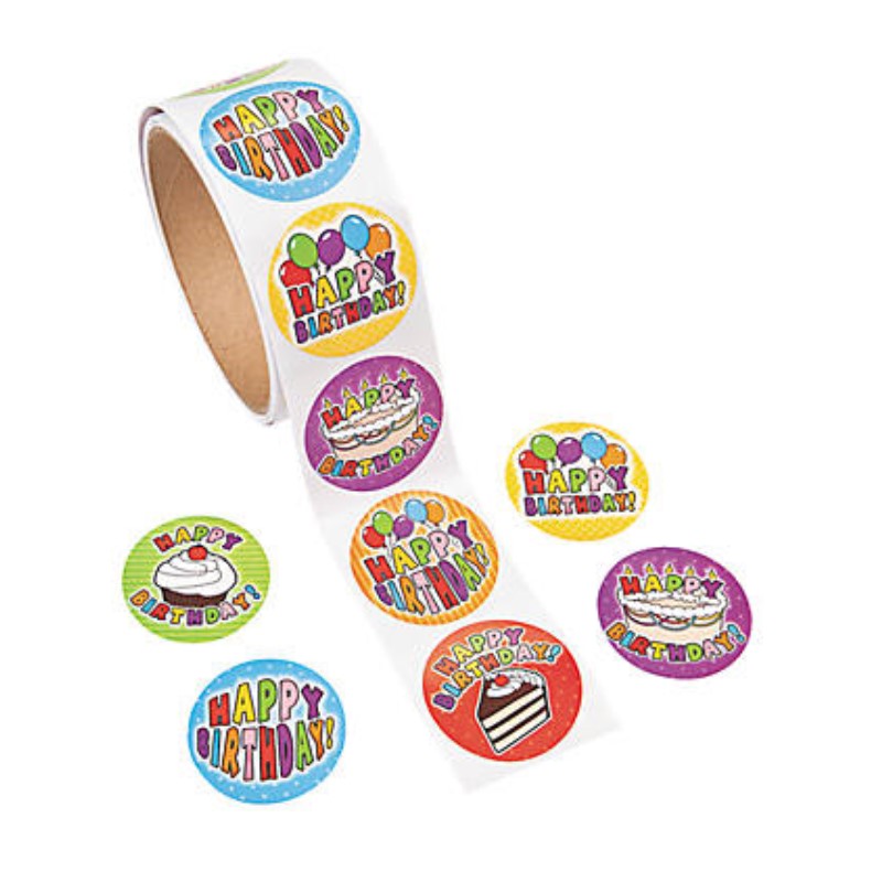 400 Bulk Count of Happy Birthday Stickers Come with 4 Rolls of 100 - Party Favors - Award Prizes - For Kids